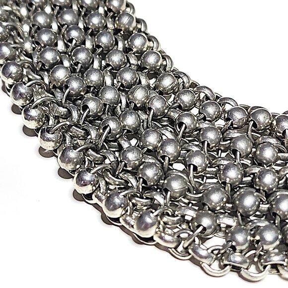 Silver-tone scale mail chain mail feather bib necklace bundle - Picture 4 of 12